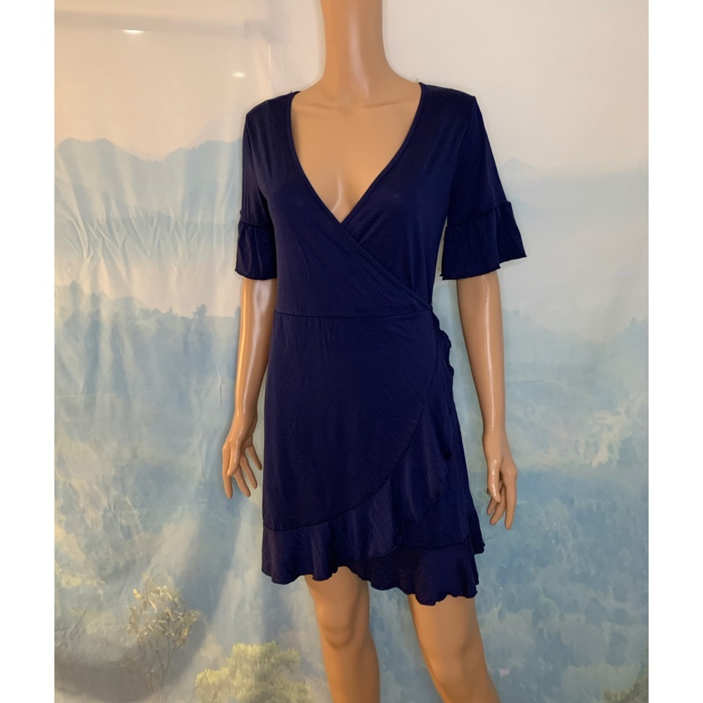 Francesca’s Collection Alya Navy Blue Soft Wrap Around Dress size XS